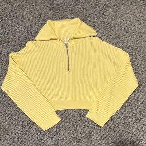 Cotton On Butter Yellow Ribbed Half-Zip Sweater L